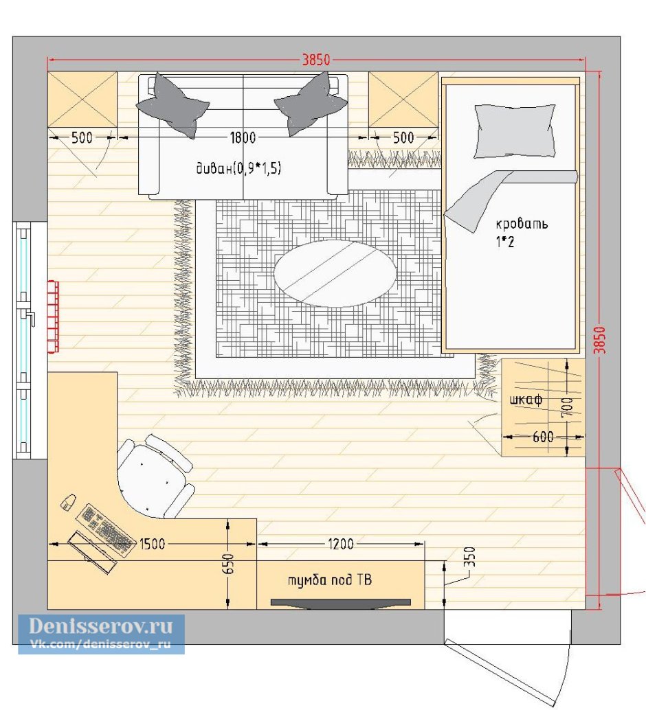 Планировка детской комнаты план