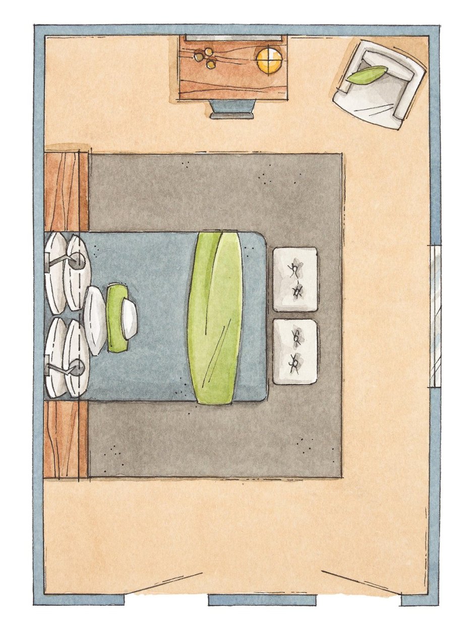 Комната с мебелью вид сверху