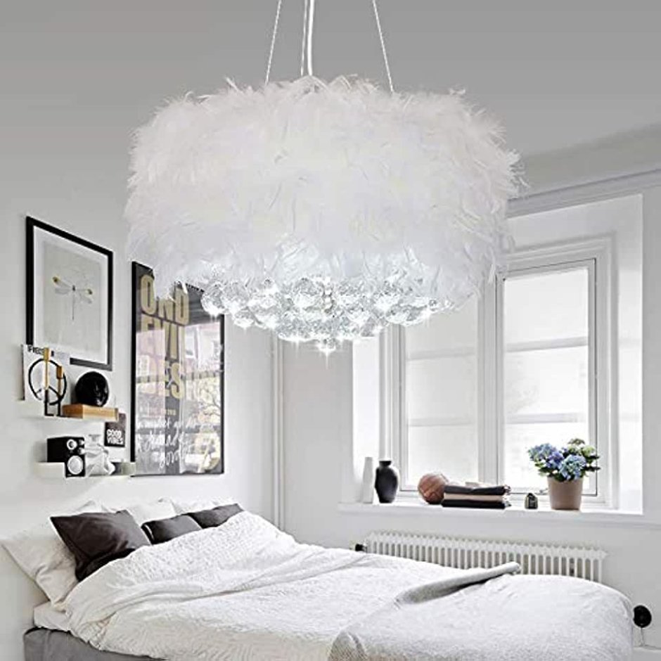 Люстра из перьев plumage White