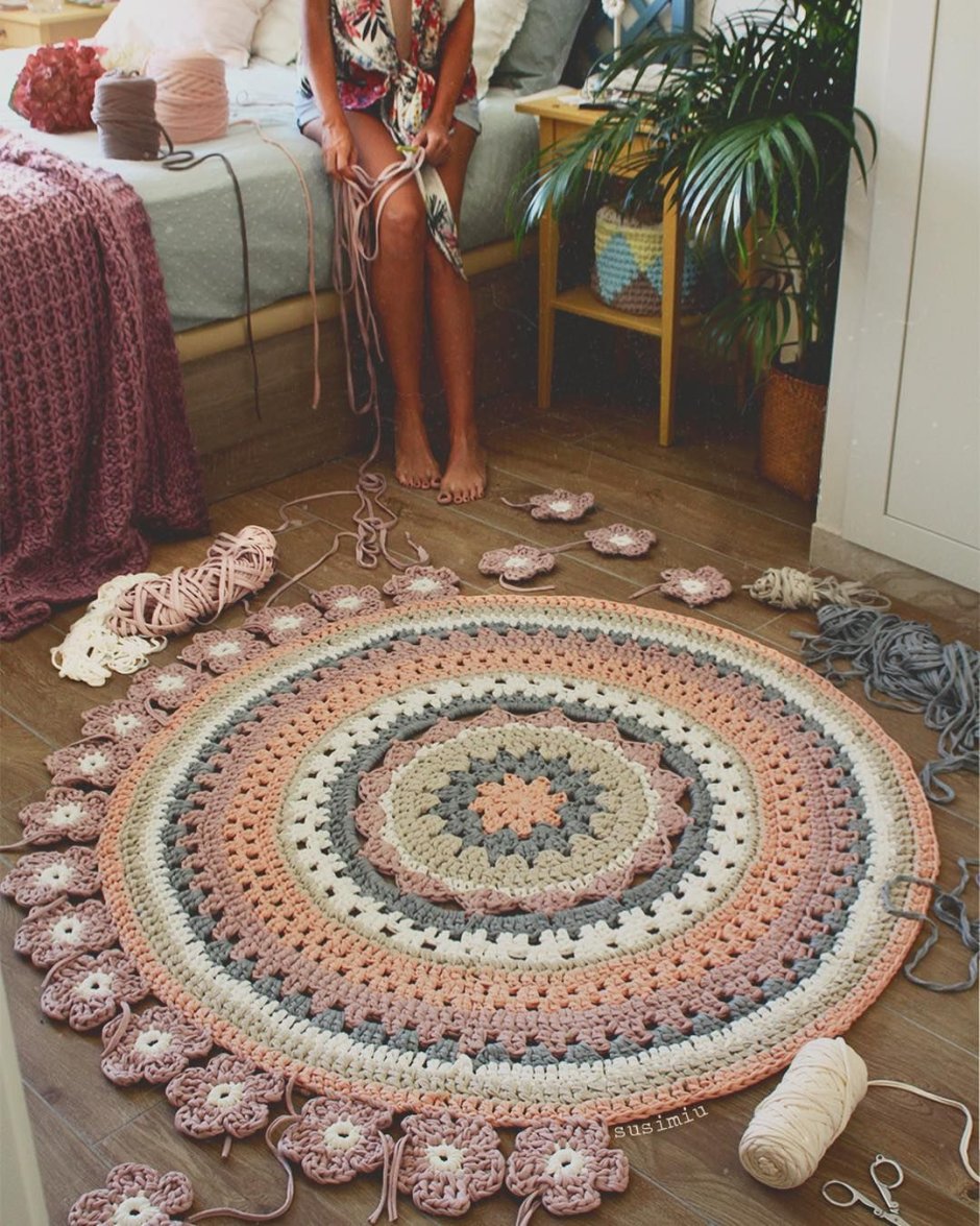 Круглый коврик крючком