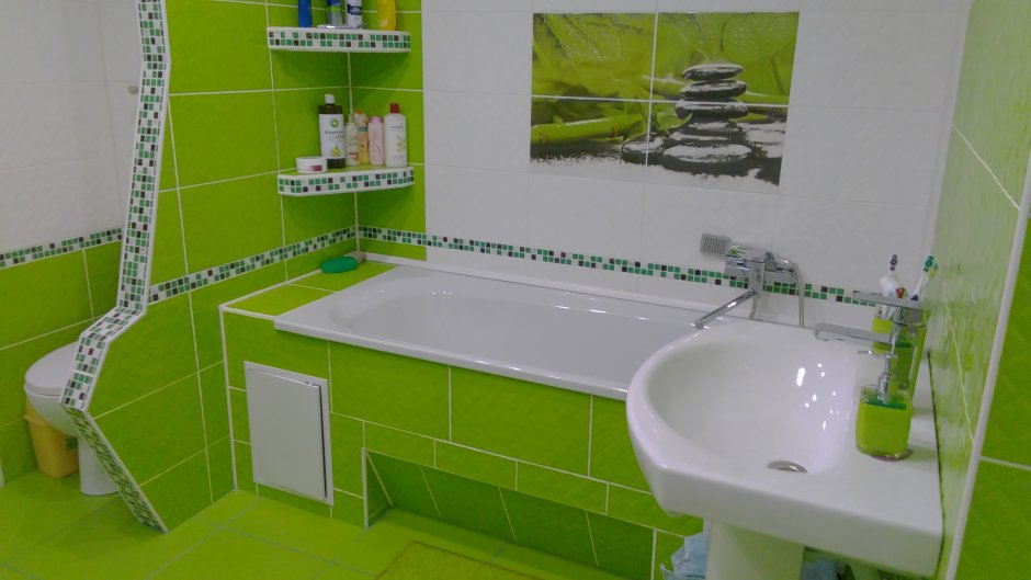 Ванная в зеленом стиле