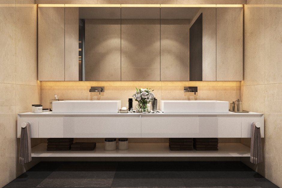 Ванна с двумя раковинами