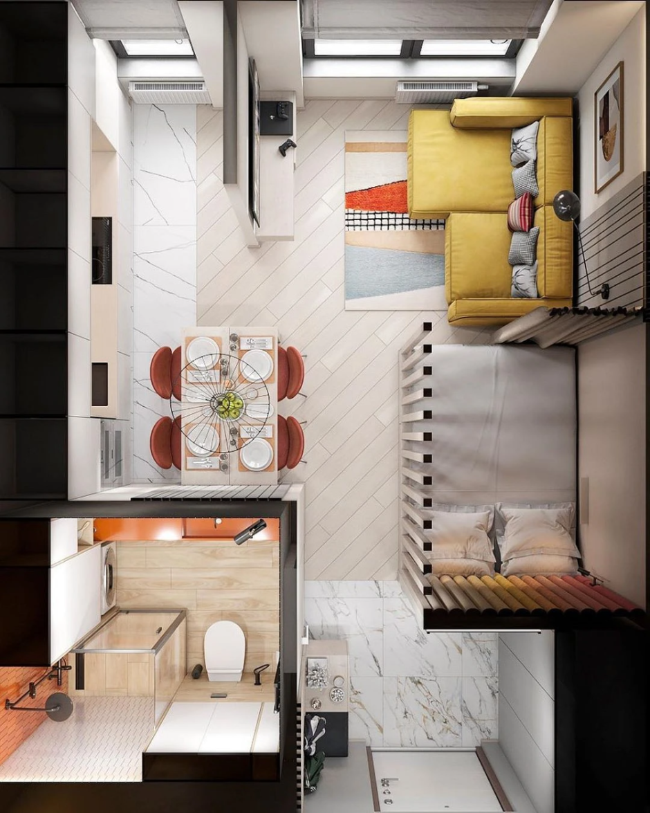 Планировка студии 27 м2 Инсити