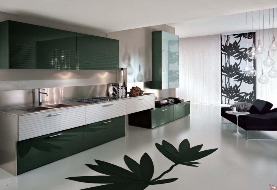 Кухня в стиле Модерн зеленая