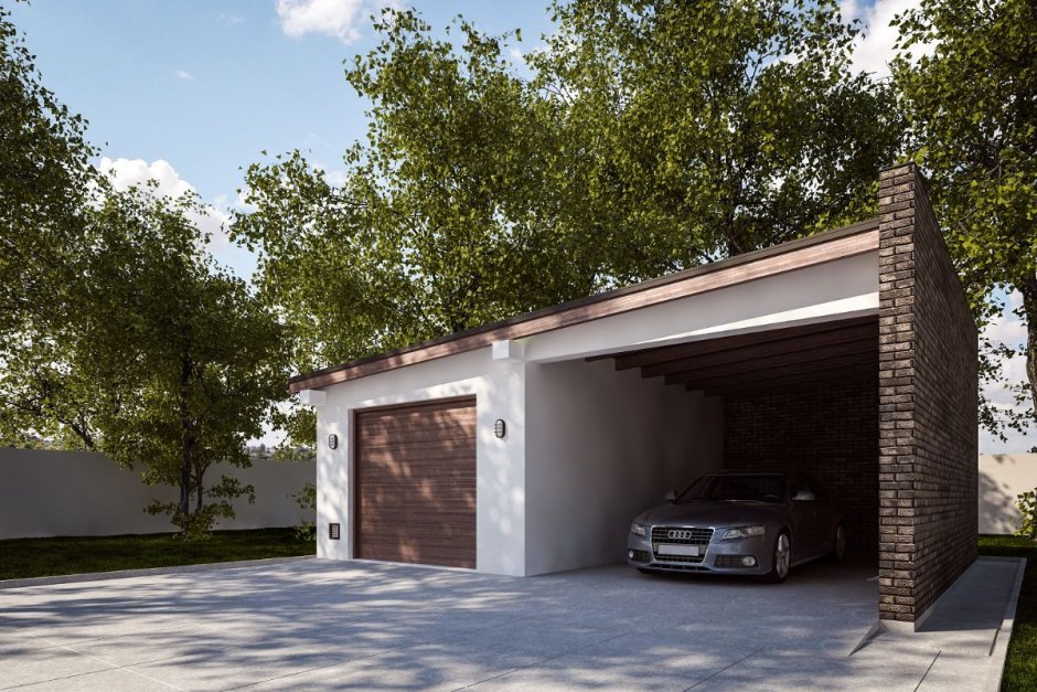 Современный фасад гаража