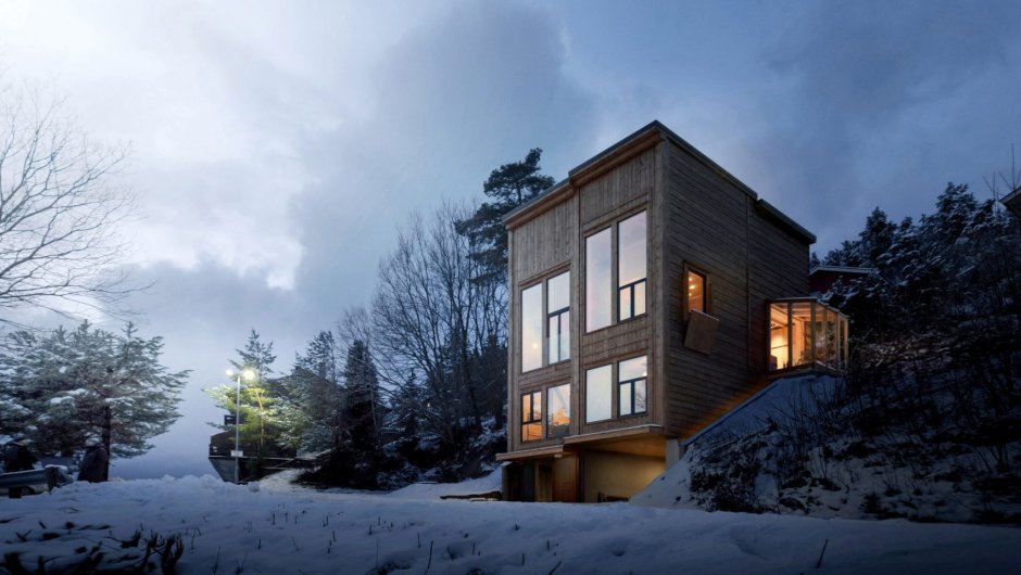 Дождливая погода в Норвегии деревянный дом