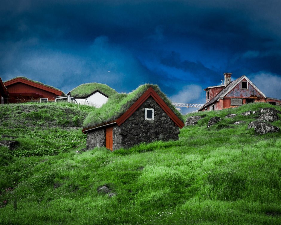 Фарерские острова домик на Фарерах