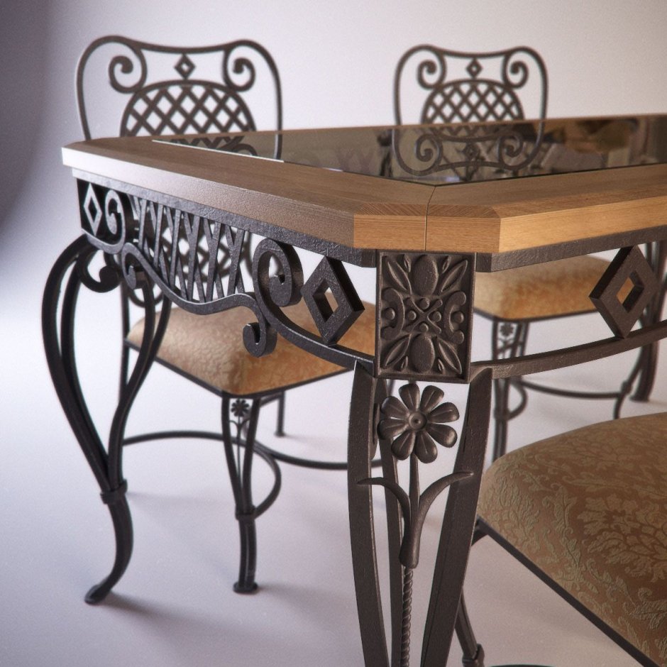 Стол круглый холодная ковка