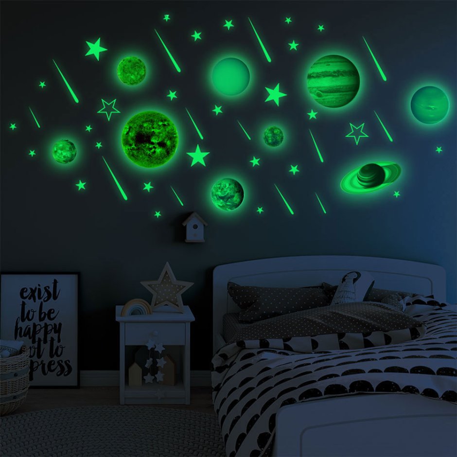 Наклейки флуоресцентные "планеты" Glow in the Dark