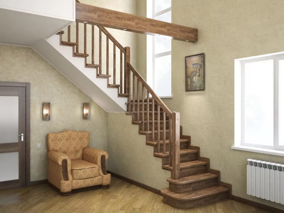 Лестница на металлическом каркасе обшитая деревом