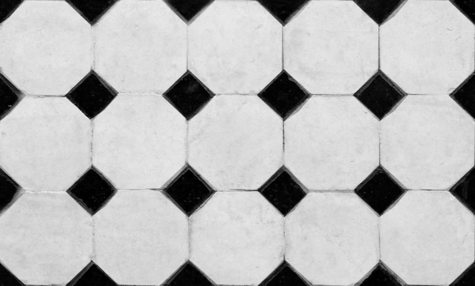 Плитка белая с черными квадратами