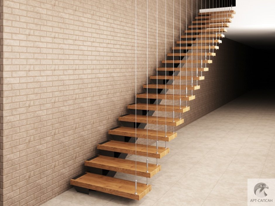 Одномаршевая лестница гусиный шаг