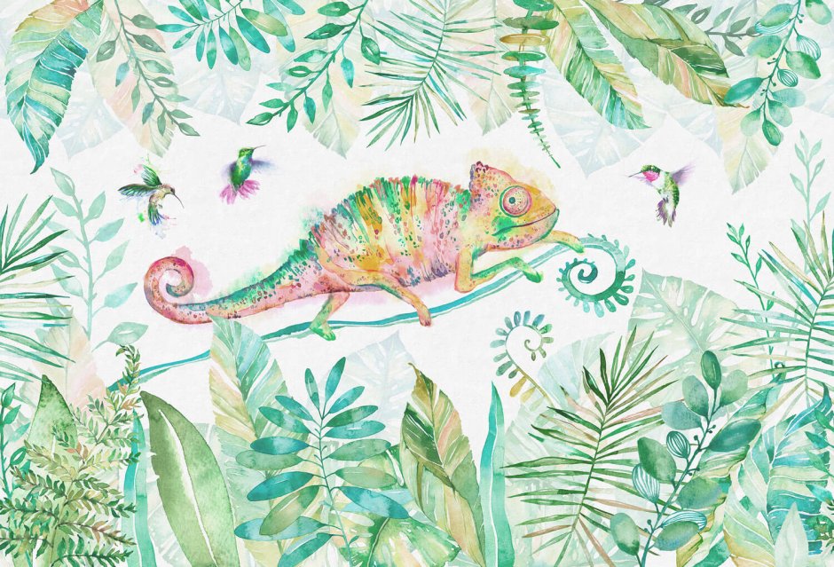Обои хамелеон для стен