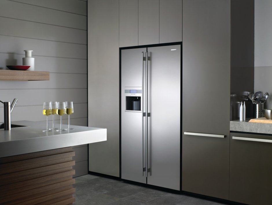 Холодильник Side by Side в интерьере кухни
