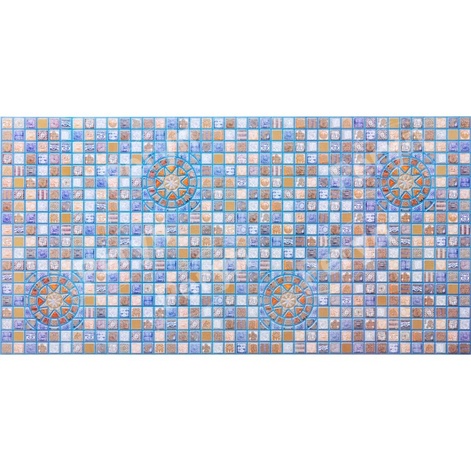 Панель ПВХ регул Декопан мозаика медальон синий