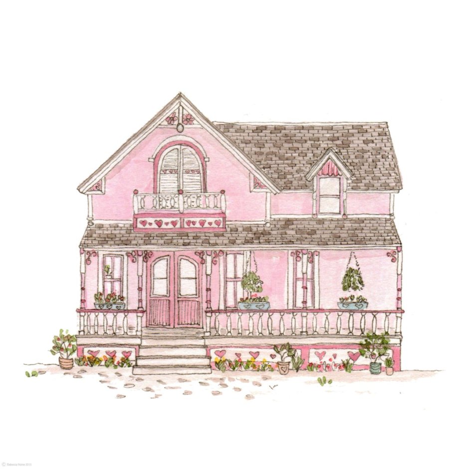 Розовый мультяшный дом