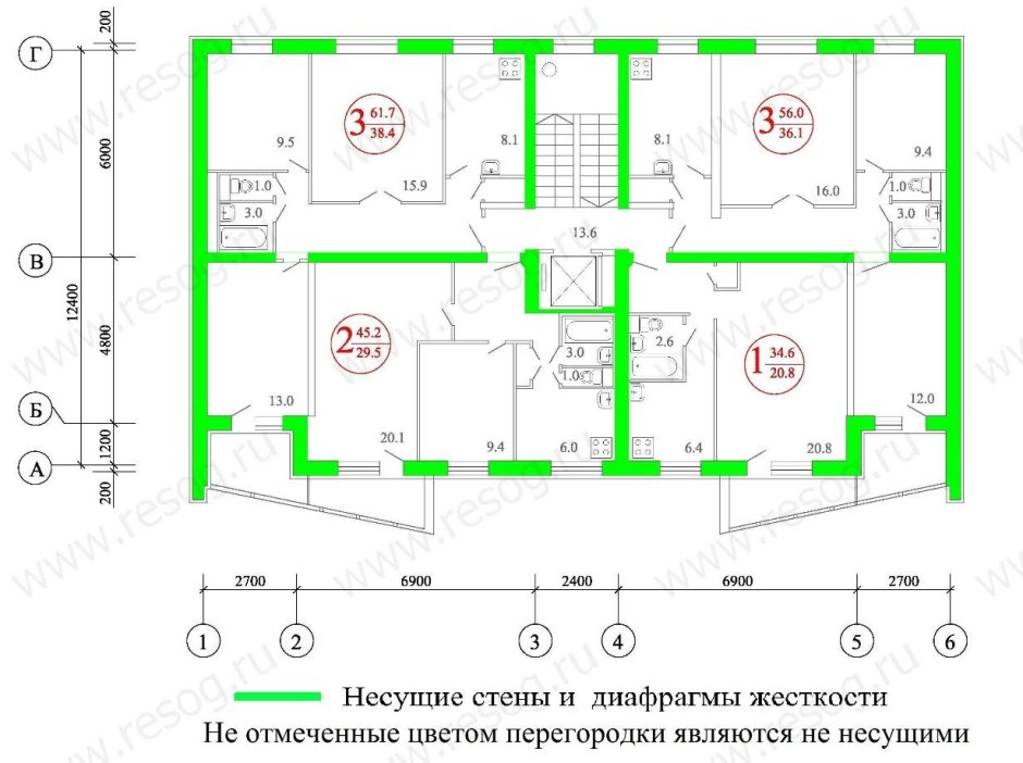 Серия дома 1-515 несущие стены