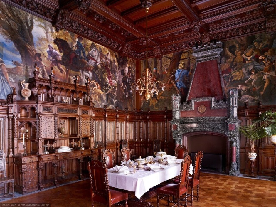 Зал в замке романский стиль средневековья