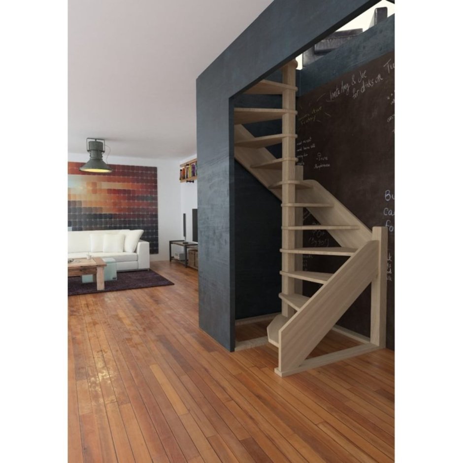 Деревянная межэтажная лестница лес-1,2 ву (поворот 360°)
