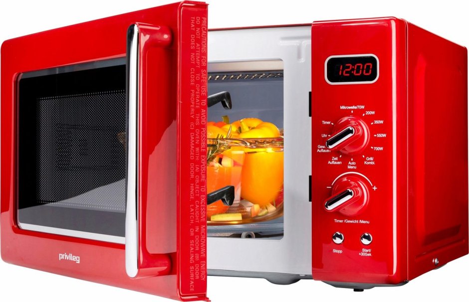 Privileg Mikrowelle 450555, Grill, 20 l, im Retro-Design, 8 Automatikprogramme