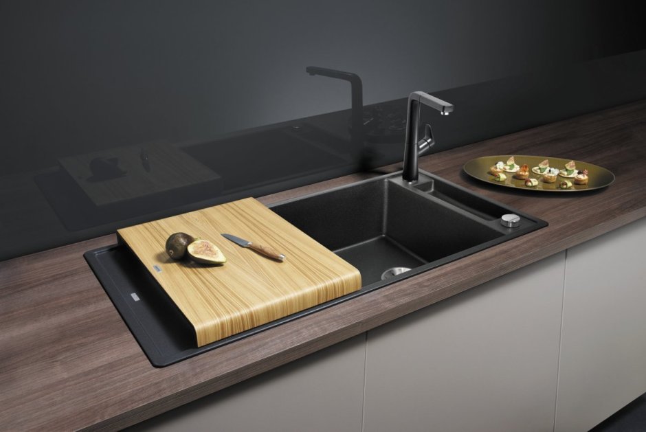 Врезная кухонная мойка Blanco Axia III 6s INFINO С клапаном-автоматом (доска стекло) 100х51см искусственный гранит