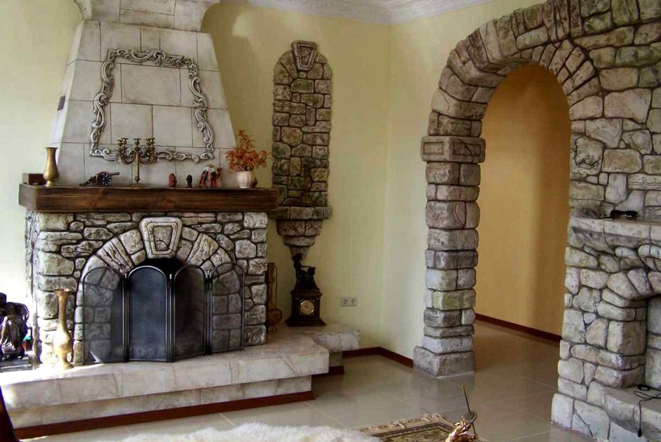 Камины Отделанные декоративным камнем
