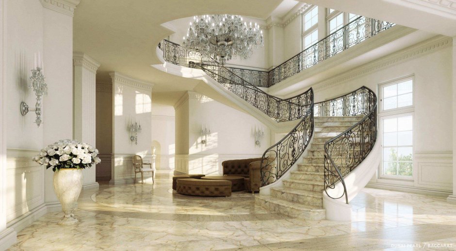 Мраморная лестница и Холл в доме