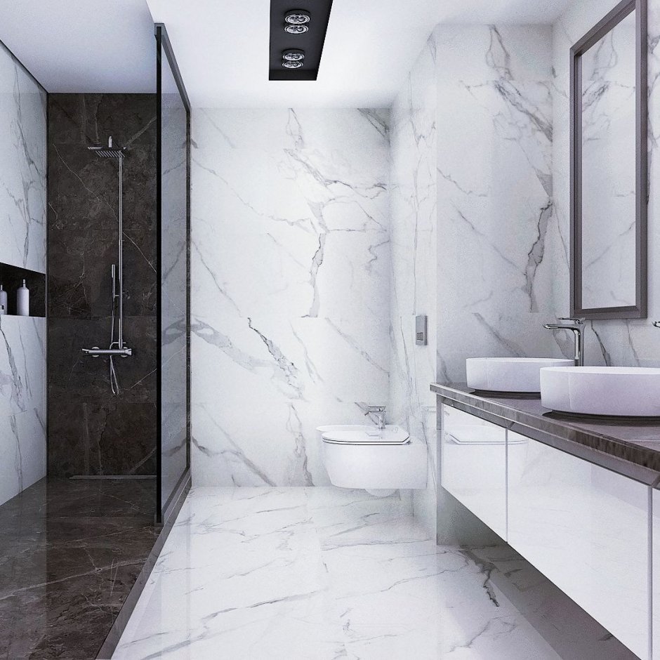 Dark Black Marble Bathroom плитка