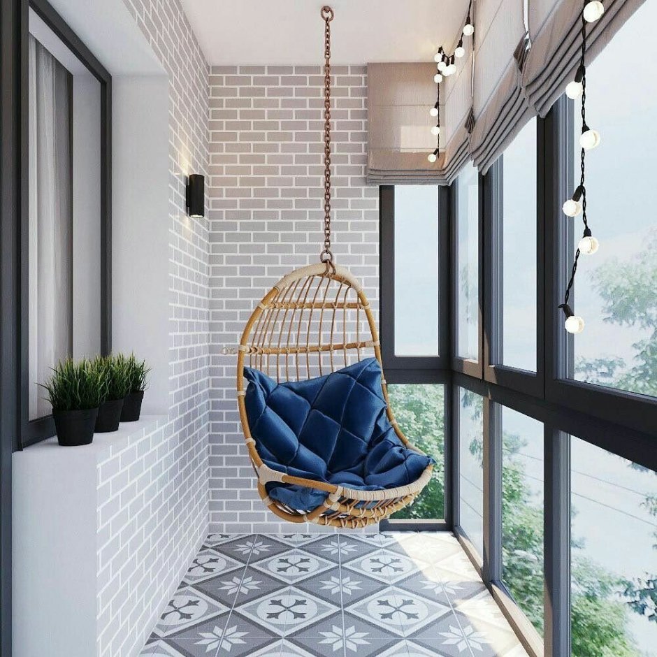 Кресло гамак на балконе