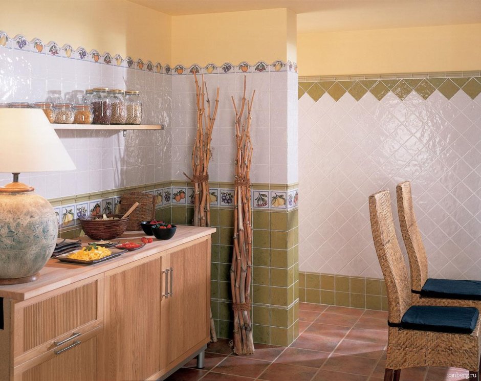 Плитка Суррей в интерьере кухни Прованс
