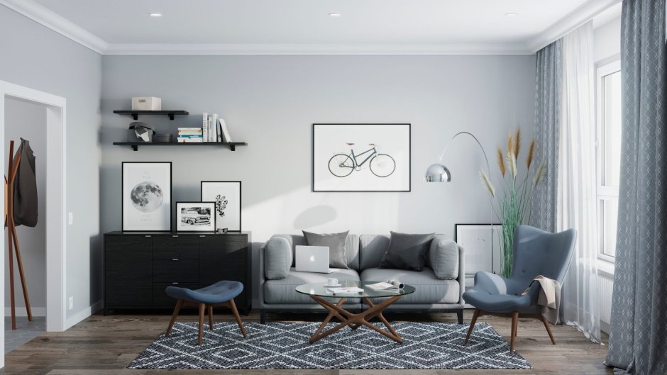 Обои в скандинавском стиле для гостиной