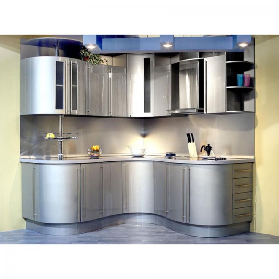 Угловая кухонная мебель с радиусными шкафами