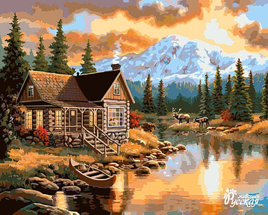 Томас Кинкейд картина дом у озера