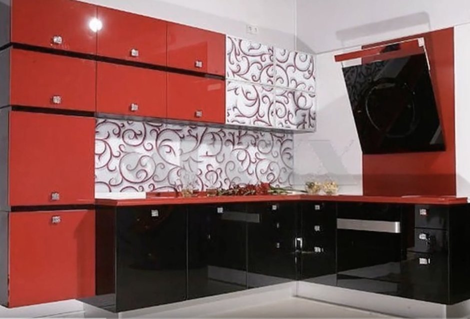 Кухонные гарнитуры в черно Красном цвете