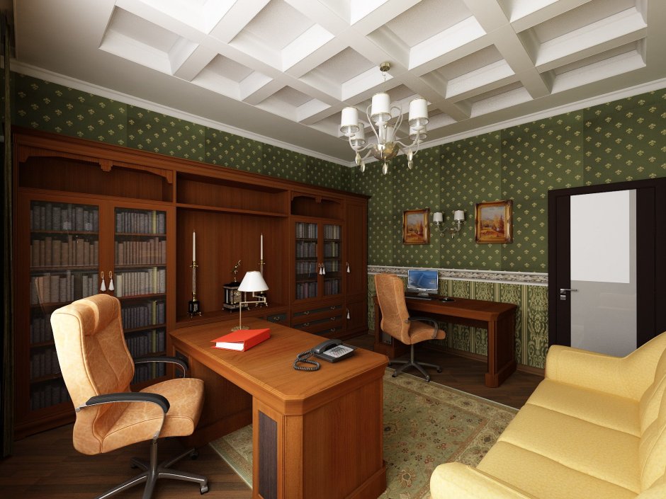 Интерьер домашнего кабинета в классическом стиле