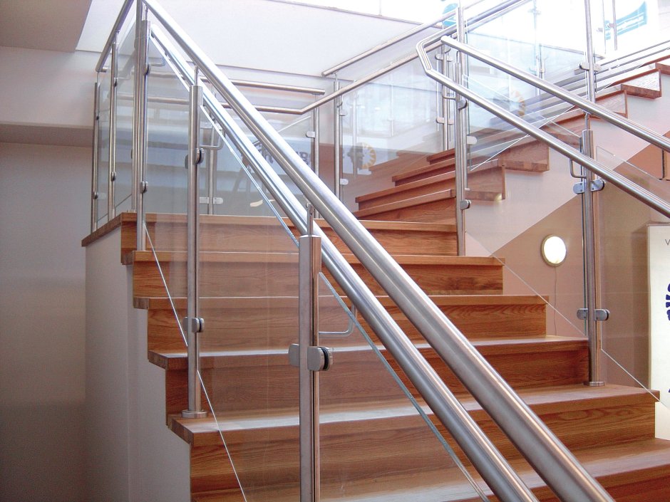 Stainless Steel Railings with Wooden Handrail