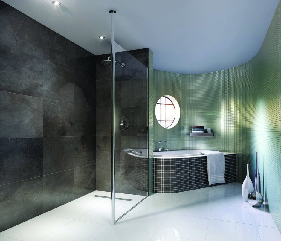 Ванная комната в современном стиле с душем
