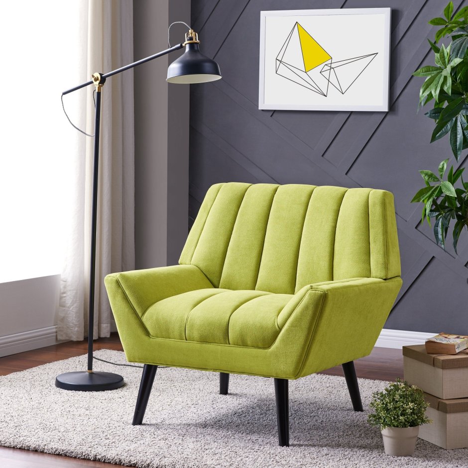 Arm-Chair Colour Green Modern Design PNG
