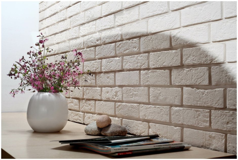 Декоративный кирпич гипс «Art Brick» цвет белый (уп.- 54шт/0,64м.кв)