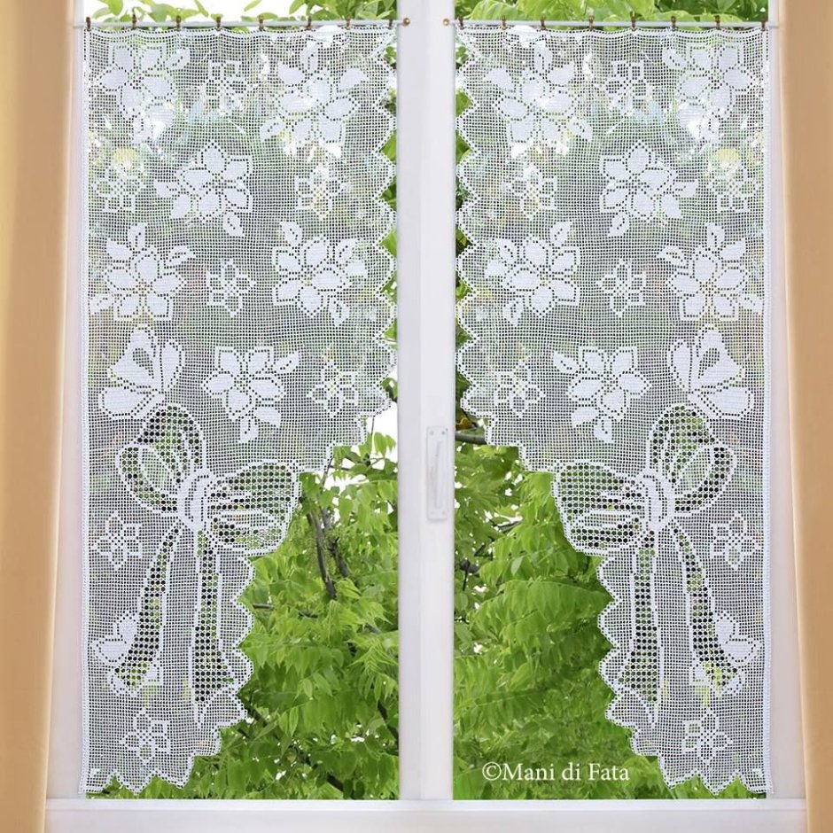 Тюль вязаная крючком мотивами схемы