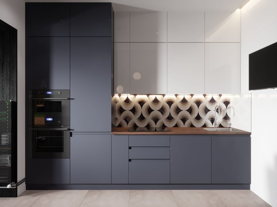 Кухонный гарнитур с интегрированными ручками