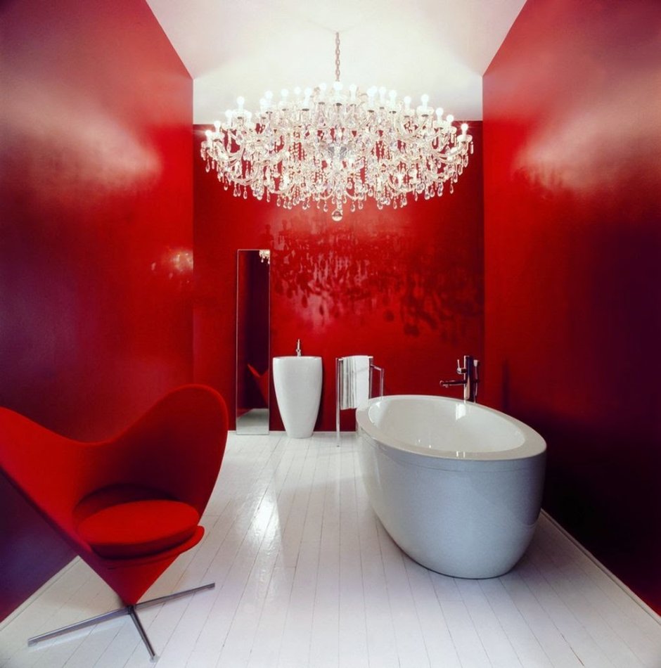 Дизайн ванной красный цвет квартире фото в современном стиле