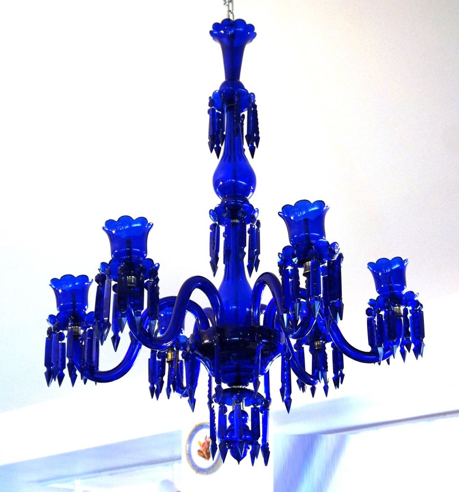 Люстра из синего стекла