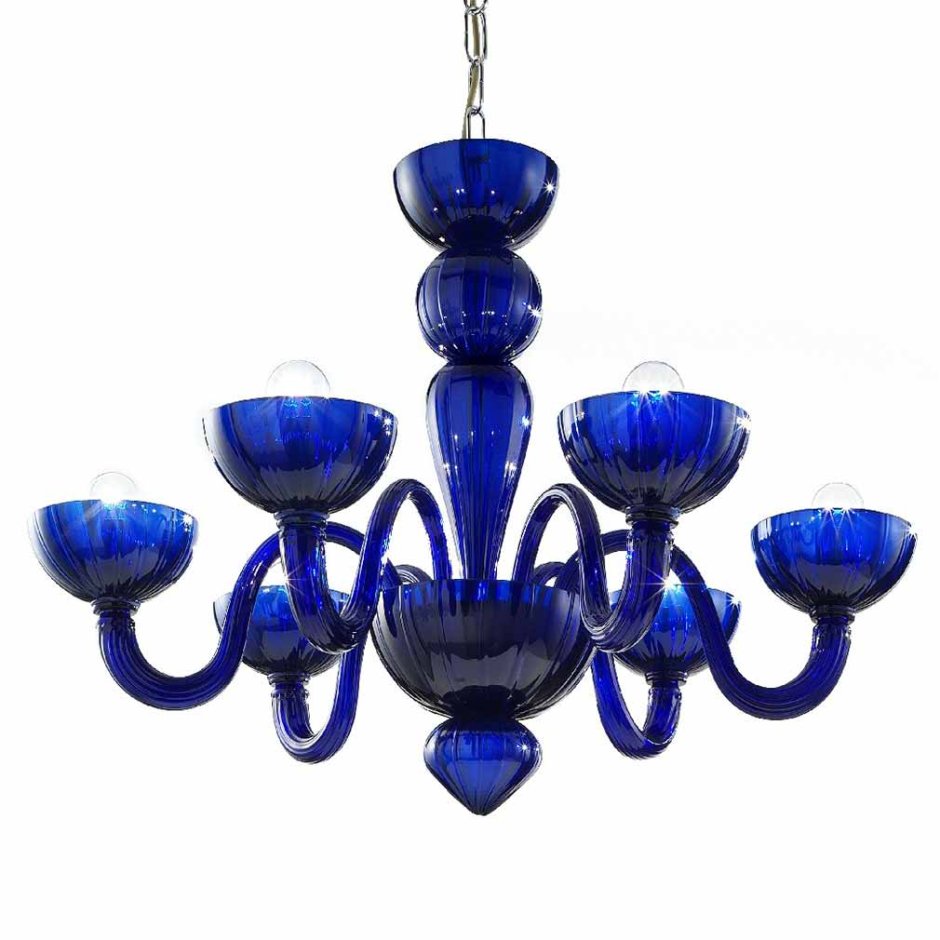 Люстра муранское стекло синяя