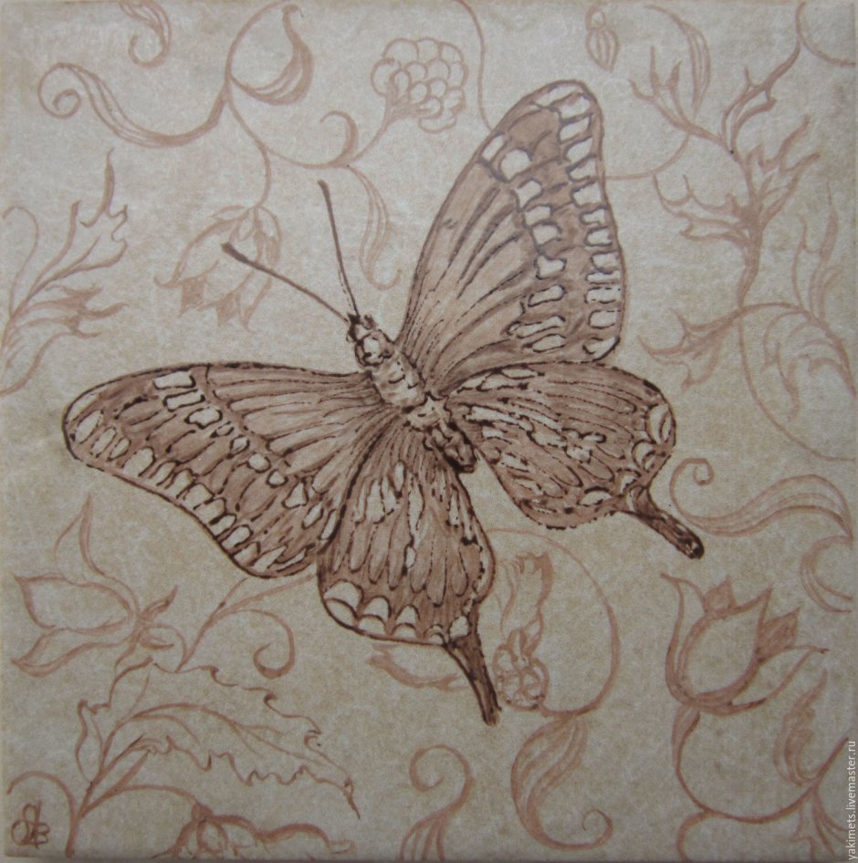 Панно из плитки бабочки