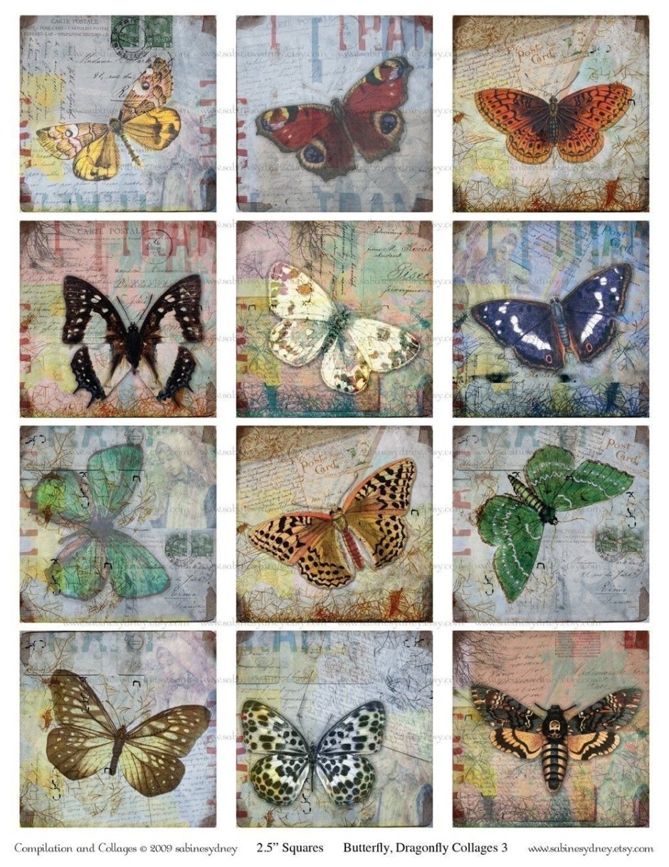 Текстильный коллаж бабочка