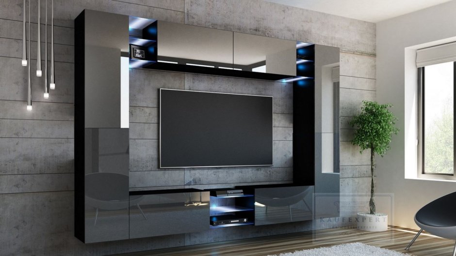 Стенка в гостиную в современном стиле под телевизор икеа