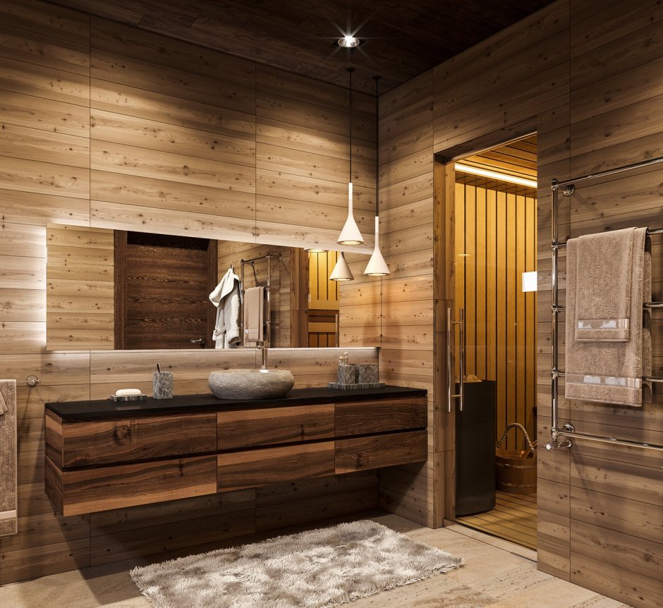 Плитка под дерево в бане