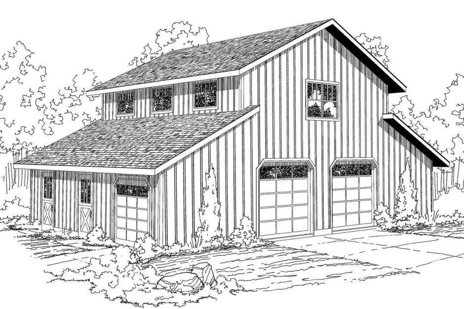 Дом с гаражом схема рисунок