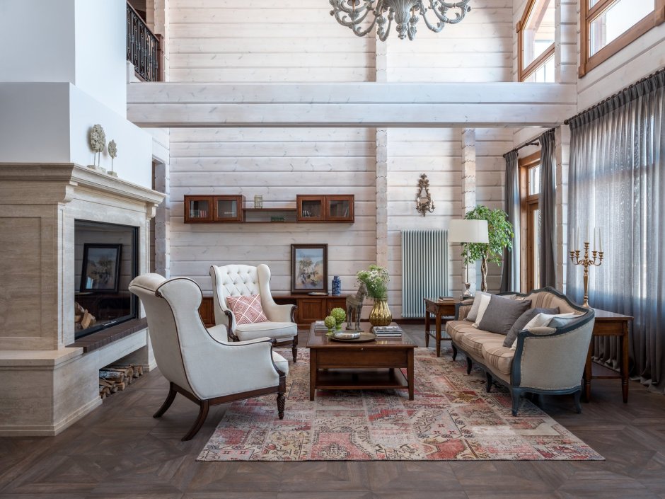 Лестница в бревенчатом доме